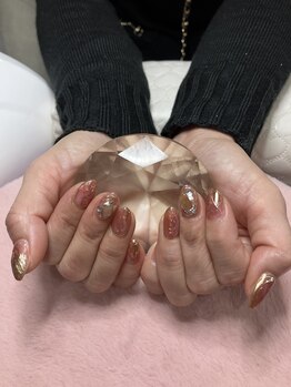 チェリーブロッサム(A CHERRY BLOSSOM)/ワンカラーにミラー囲みネイル