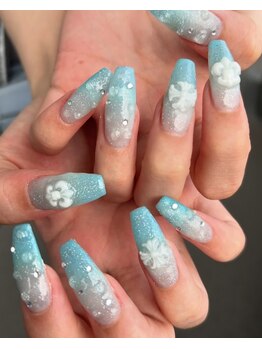 アヤネイルズ アンド アイラッシュ(AYA NAILZ.＆Eyelash)/夏っぽブルー