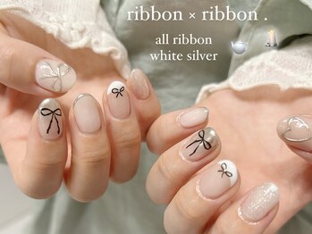 大垣ネイル/リボン尽くしが可愛い！