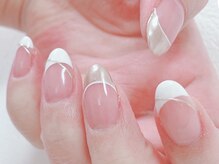カノンネイル(canon.nail)/王道白フレンチとミラー