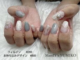 ニュアンス/グレー/お花/ラメ