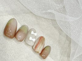 ニュアンスグラデ/リボンネイル