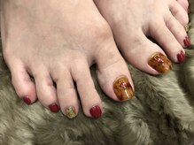 ネイルサロン ジュネイル(NAIL SALON JUNAIL)/FOOTべっ甲×ボルドー×ゴールド
