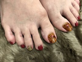 FOOTべっ甲×ボルドー×ゴールド