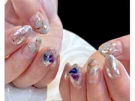 大理石ネイルと天然石