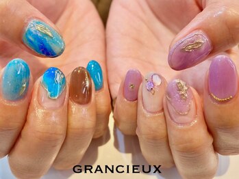 クアトログランシュ 青葉台(QUATRO×GranCieux)/アクセサリー風ちぐはぐネイル