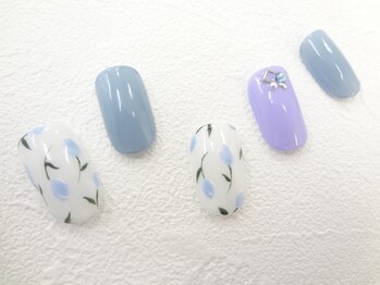 ネイルサロン クイール 小山店(NAIL SALON QUILL)/ワンカラー×チューリップアート