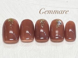 秋カラーのシンプルネイル