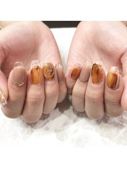 ヒールネイル(heal nail)/クリアフレンチ×べっこう柄