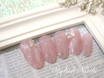 スタイリッシュネイルズ(Stylish Nails)/クリアピンクのフェザー