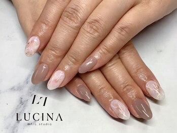 ネイルスタジオ ルキナ(LUCINA)/H-788グレージュ大理石ネイル