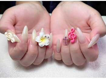 メオネイル(MEO NAIL)/チップ長出しワンカラー+パーツ