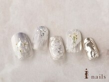 アイネイルズ 横浜EAST店(I-nails)/押し花ミラーニュアンス