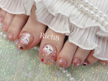 ネイルアンドまつげエクステ リッチエイト 原宿店(Rich8)の写真/【オフ無料★フット定額¥7980~・やり放題￥9500~】サンダルシーズンに向けてフットネイルで準備を♪