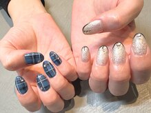 アトリエ ツメ(atelier TsuMe)/【Takeshita】ネイビーチェック