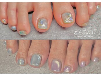 エアネイル(eA NAIL)の写真/フットメニューはフットバスでスクラブケア付き◎美しく整えて可愛いアートで夏を楽しむフットネイル♪