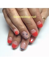 サニーサイドアップ ネイル(Sunny SideUp nail)/ストレートフレンチ落書きアート