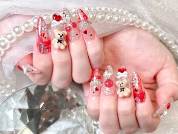 リノ(Lino)の写真/オフ込◎パーツ盛OK★美フォルムが叶う★【ジェルチップ付け放題¥12900～】他にはないパーツがいっぱい♪