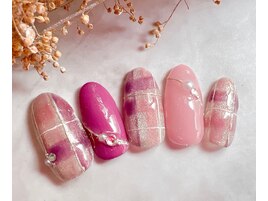 マグネットチェック柄ネイル♪