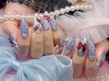 ネイル アリーズ セカンド(nail Allies 2nd)/水色　赤 リボン モチーフ