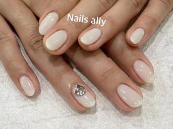 ネイルズアリー 立川店(Nails ally)/シアーホワイト×ストーン