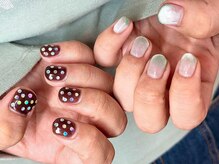 ヌル ネイル 堀江(NURU NAIL HORIE)/おしゃれニュアンスアシメドット