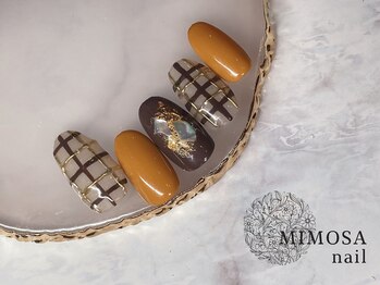 ミモザネイル(MIMOSA Nail)/ぷっくりチェックネイル