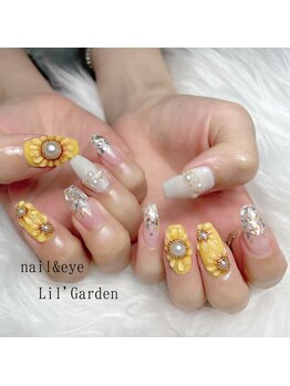 リルガーデン 新宿南口(Lil' Garden)/ぷっくりひまわりネイル