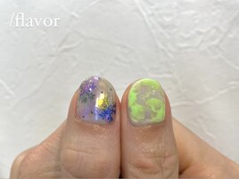 雪結晶にオーロラネイル♪