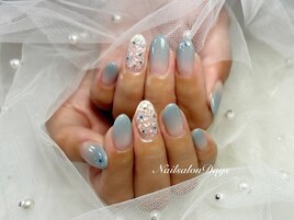 定額デザイン　押し花ブルー