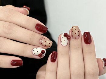 ナユキネイル 新宿店(NA.YUKI Nail)/クリスマス/冬ネイル/ボルドー