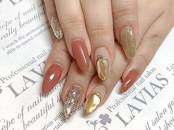 プロフェッショナル ネイルサロン ラヴィアス(LAVIAS)/【ジェル】ワンカラ＋アート２本