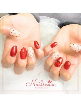 ソワ(sowa)/赤ラメ×ホワイト×小粒ハート