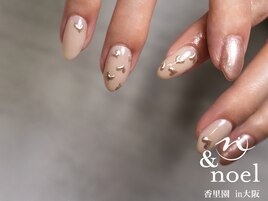 ベージュミラー ハートネイル