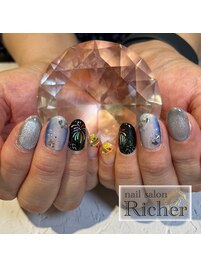 金魚・花火ネイル　第一弾