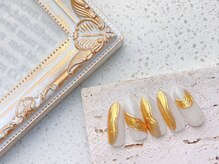 ネイルサロン&スクール ジーナ(GINA)/ゴールドミラーうねうねネイル