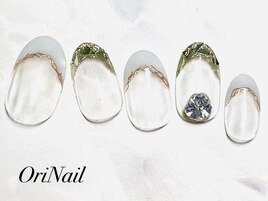 ガラスフレンチ　フレンチネイル