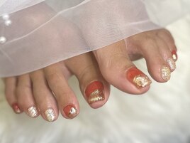 フットネイル　ミラーアート