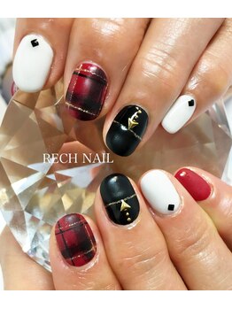 レッシュネイル サロンアンドスクール(RECH NAIL salon&school)/*チェック×艶マットネイル