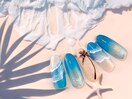 砂浜とパームツリーの夏ネイル