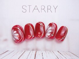 手書きフラワー　レッド