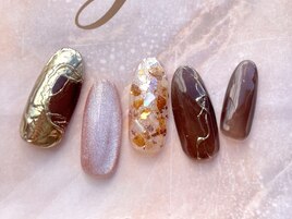 オレンジシェル×ブラウンカラー