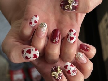 ランド ネイル 博多(LAND)/ハート×チェック