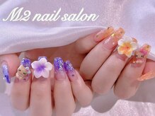 エムズ ネイルサロン(M2)/ツーカラー夏日焼けキティネイル