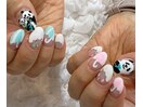 パンダネイル　梅雨ネイル