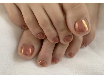 ユージューネイルルーム(UJU nail room)/ピンクミラーフットネイル