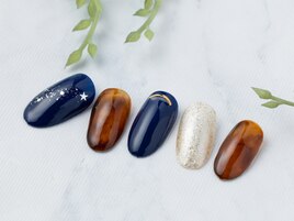 ネイビーべっこうネイル