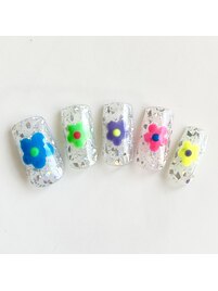 花　スクエア　ラメ　カラフル