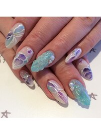 【ジェル】人魚の鱗NAILアレンジ