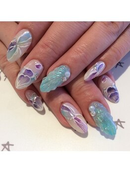 【ジェル】人魚の鱗NAILアレンジ